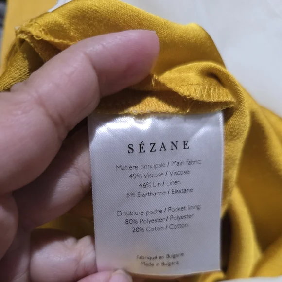 EUC Sezane Georges Linen Blend Trouser Yellow Size 38 / 6 - Picture 9 of 9